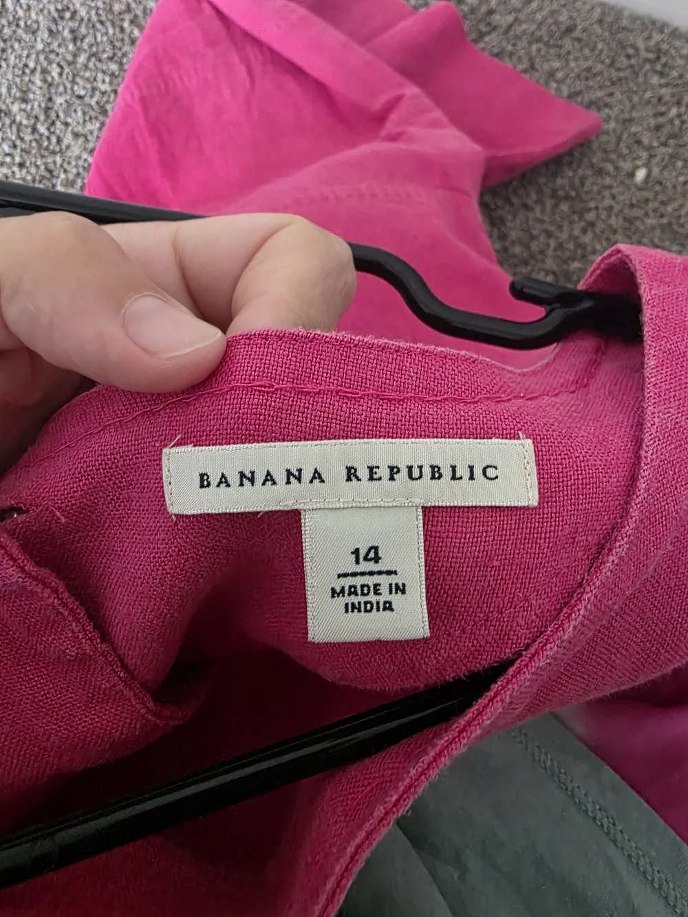 Banana Republic 100% Linen Pink Shift Dress Size 14 Cap Sleeve Summer Dress - Picture 4 of 5